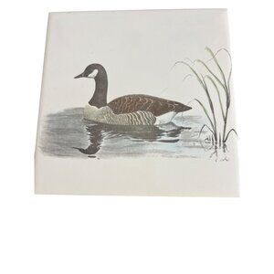 Vintage Delano Studios Tile Trivet Canadian Goose Cork Backed 6" x 6" Hangable